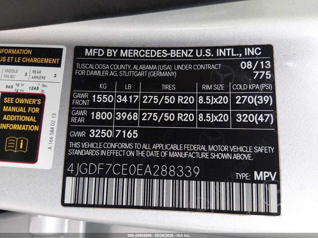 4JGDF7CE0EA288339 2014 MERCEDES-BENZ GL 450 photo no. 9