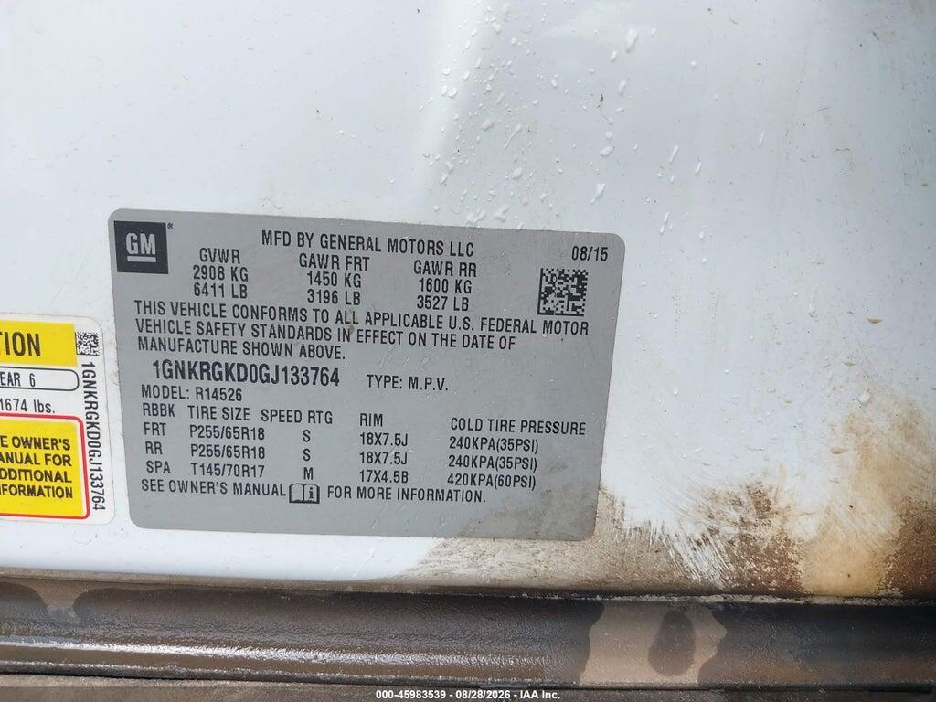 1GNKRGKD0GJ133764 2016 CHEVROLET TRAVERSE photo no. 9