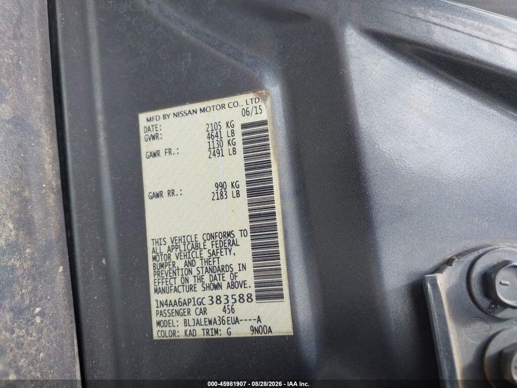 1N4AA6AP1GC383588 2016 NISSAN MAXIMA photo no. 9