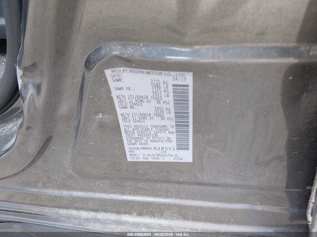 5N1DR2MM9KC628555 2019 NISSAN PATHFINDER photo no. 9