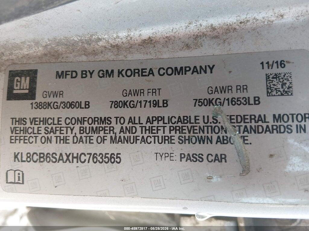 KL8CB6SAXHC763565 2017 CHEVROLET SPARK photo no. 9