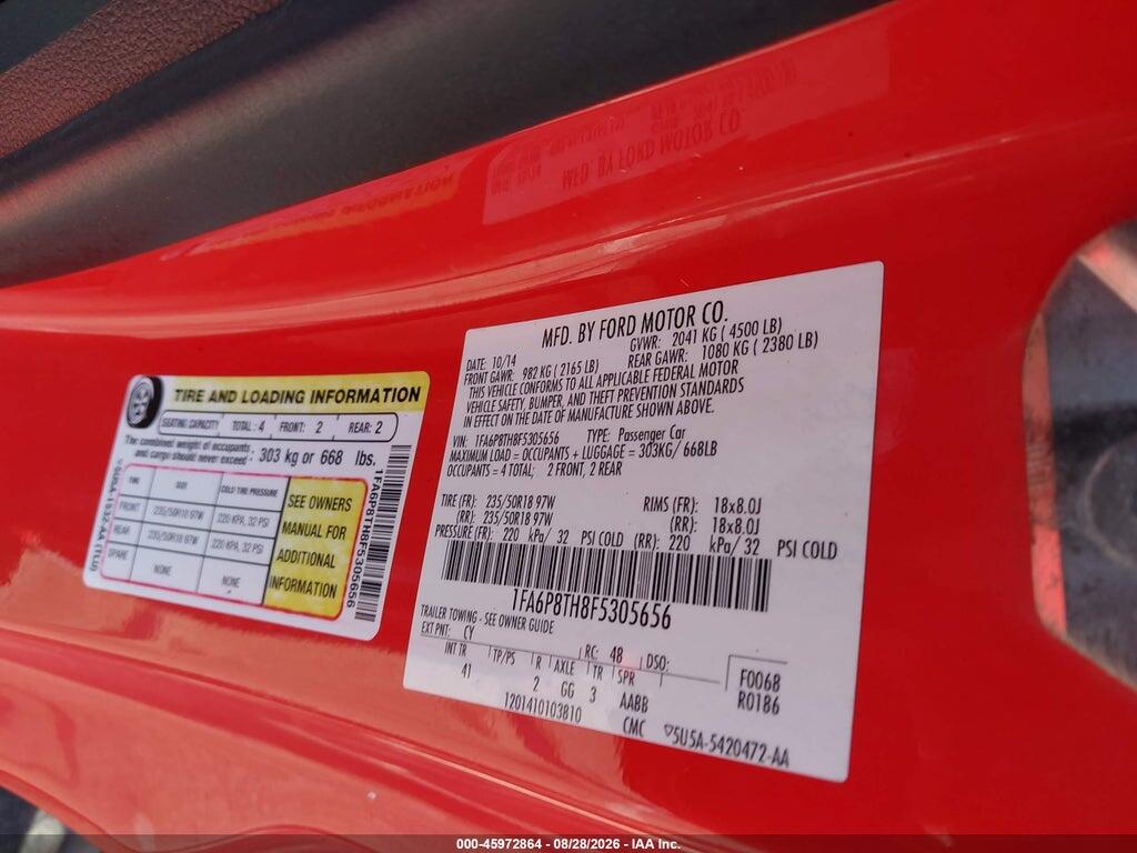 1FA6P8TH8F5305656 2015 FORD MUSTANG photo no. 9