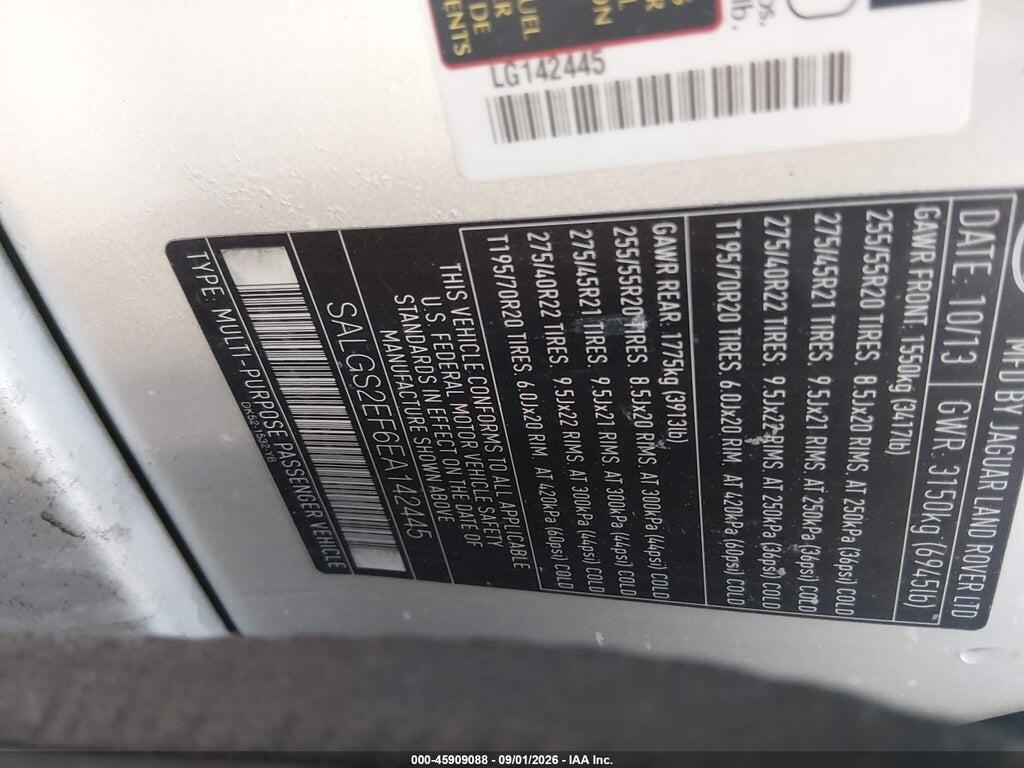SALGS2EF6EA142445 2014 LAND ROVER RANGE ROVER photo no. 9