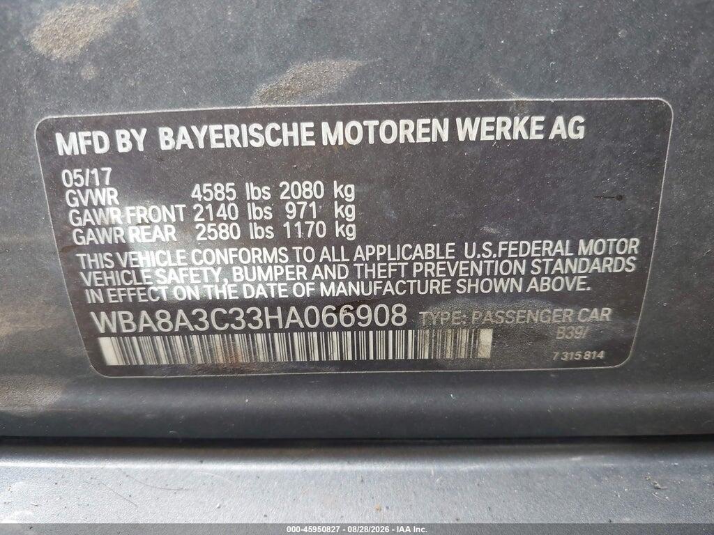 WBA8A3C33HA066908 2017 BMW 320I photo no. 9