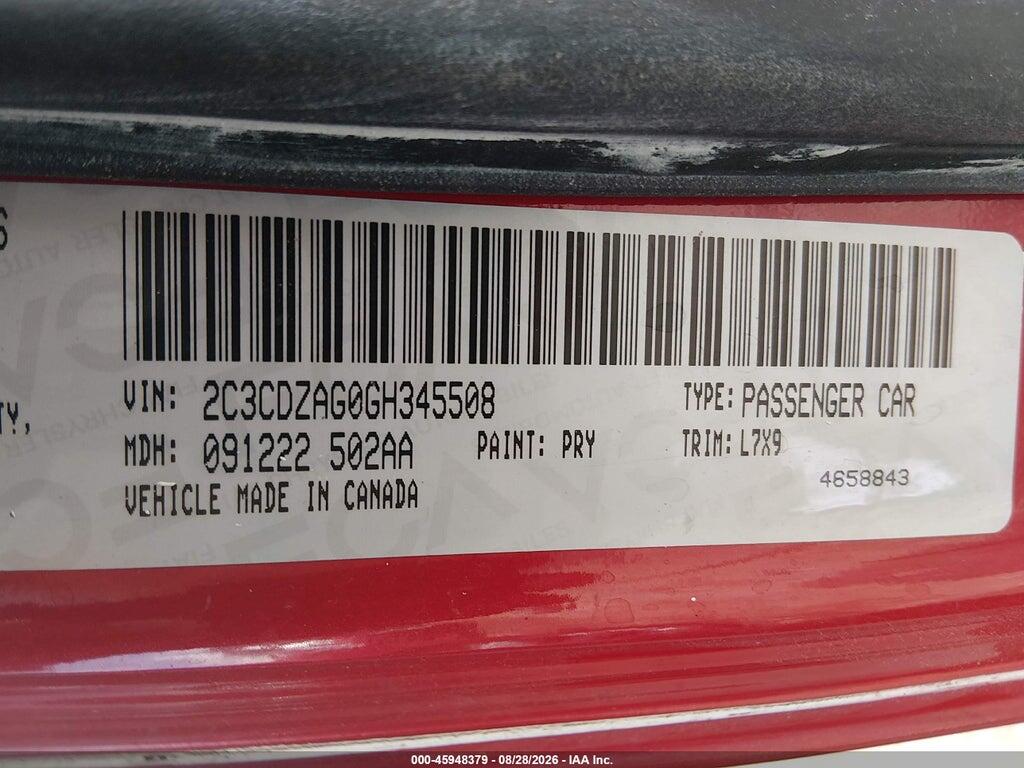 2C3CDZAG0GH345508 2016 DODGE CHALLENGER photo no. 9