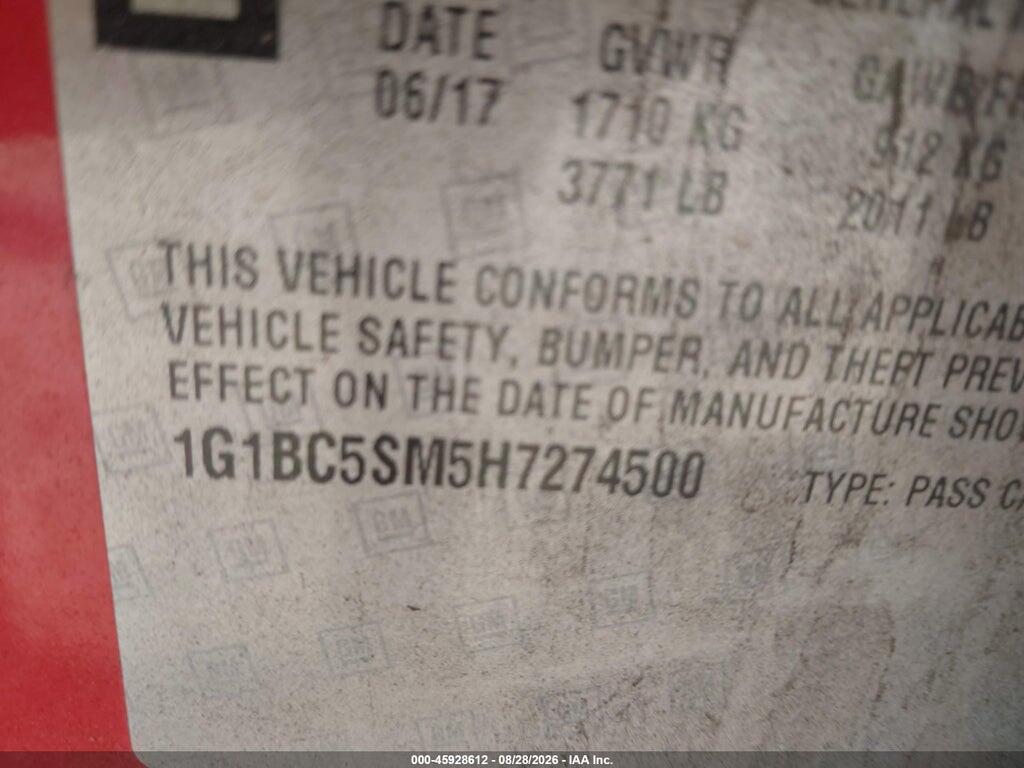 1G1BC5SM5H7274500 2017 CHEVROLET CRUZE photo no. 9
