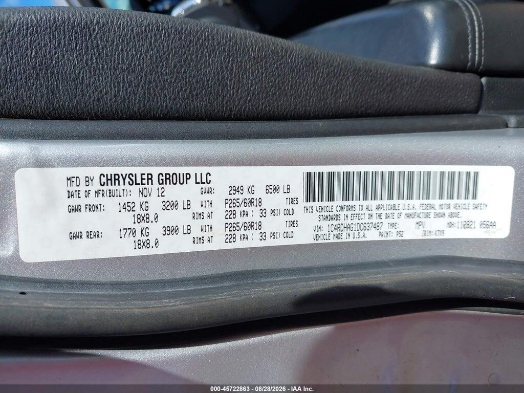 1C4RDHAG1DC637487 2013 DODGE DURANGO photo no. 9