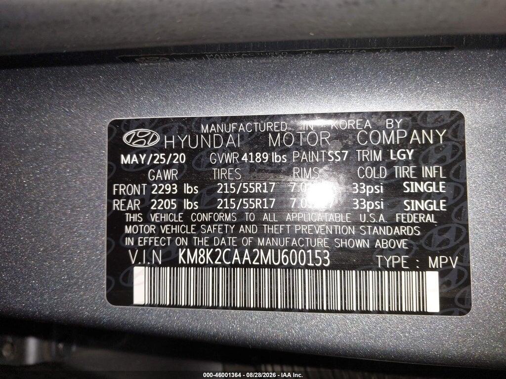 KM8K2CAA2MU600153 2021 HYUNDAI KONA photo no. 9