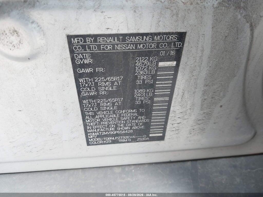 KNMAT2MV9GP654428 2016 NISSAN ROGUE photo no. 9