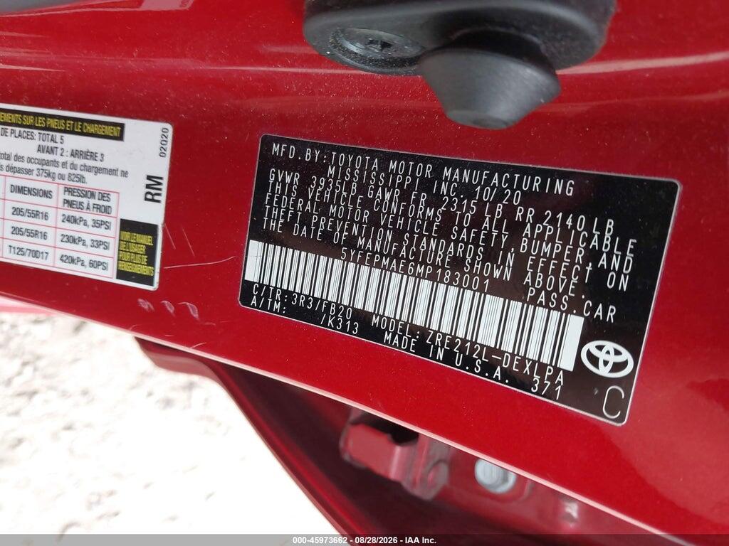 5YFEPMAE6MP183001 2021 TOYOTA COROLLA photo no. 9