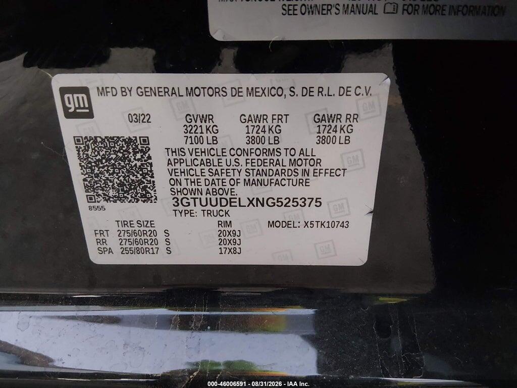 3GTUUDELXNG525375 2022 GMC SIERRA 1500 photo no. 9