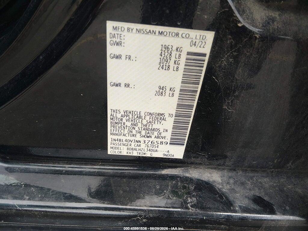 1N4BL4DV3NN376589 2022 NISSAN ALTIMA photo no. 9