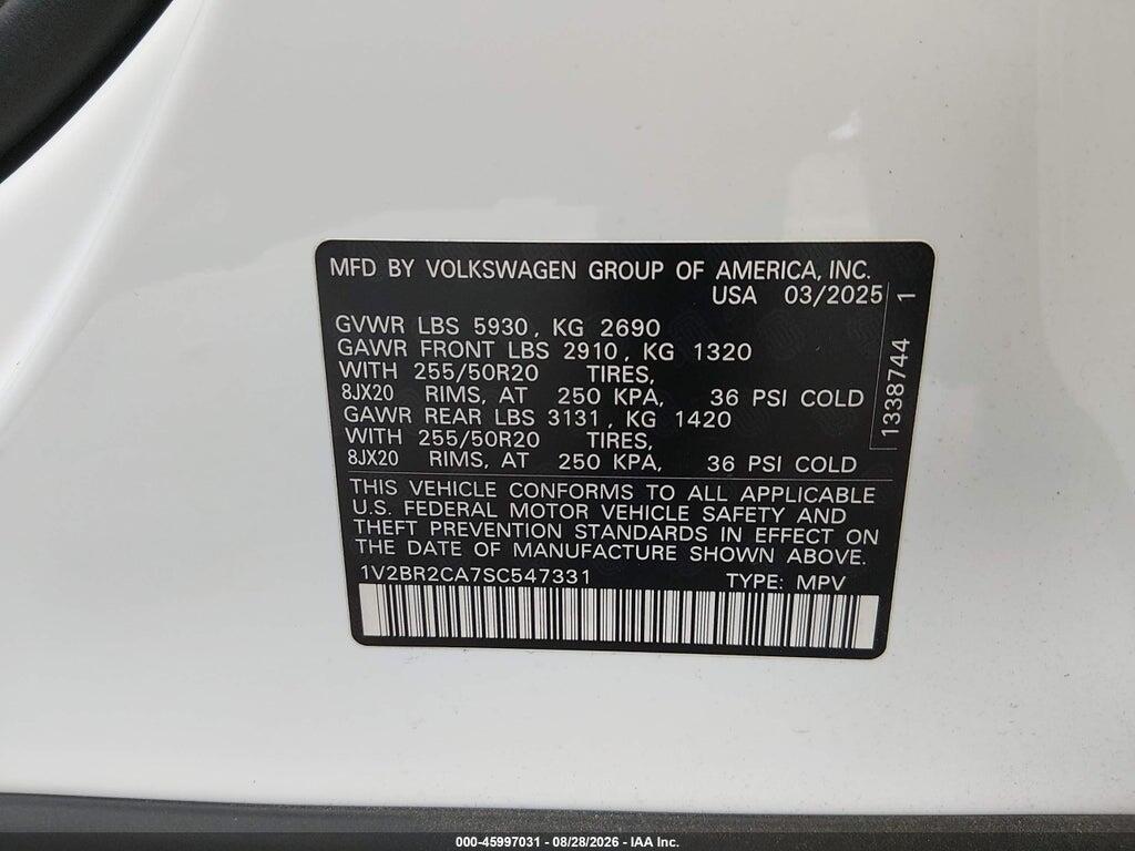 1V2BR2CA7SC547331 2025 VOLKSWAGEN ATLAS photo no. 9