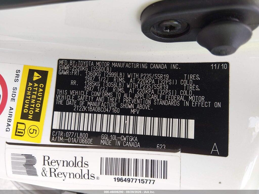 2T2ZK1BA0BC047160 2011 LEXUS RX 350 photo no. 9
