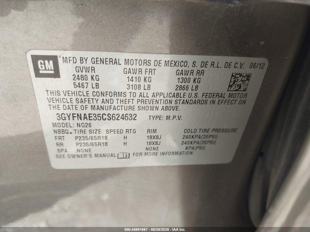 3GYFNAE35CS624632 2012 CADILLAC SRX photo no. 9