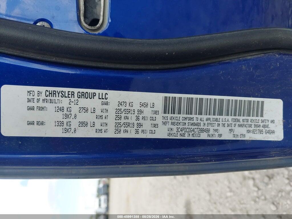 3C4PDCDG4CT288480 2012 DODGE JOURNEY photo no. 9