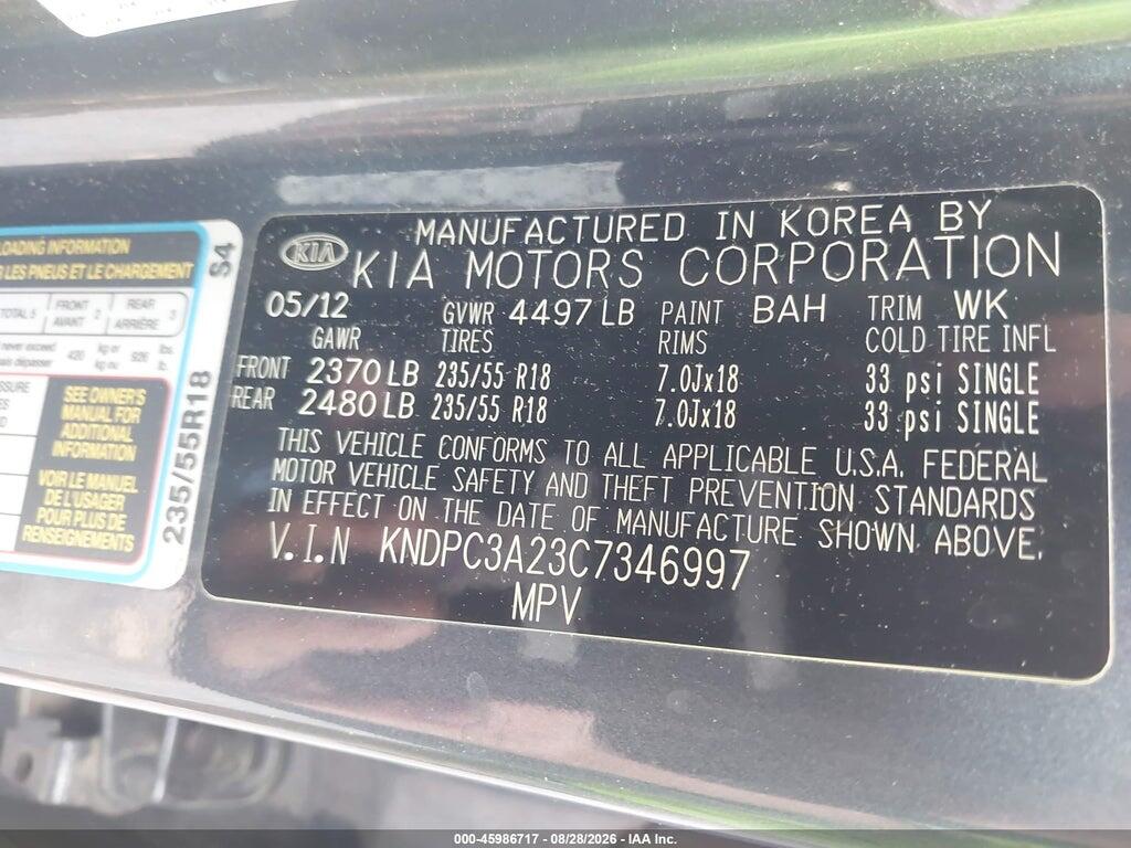 KNDPC3A23C7346997 2012 KIA SPORTAGE photo no. 9