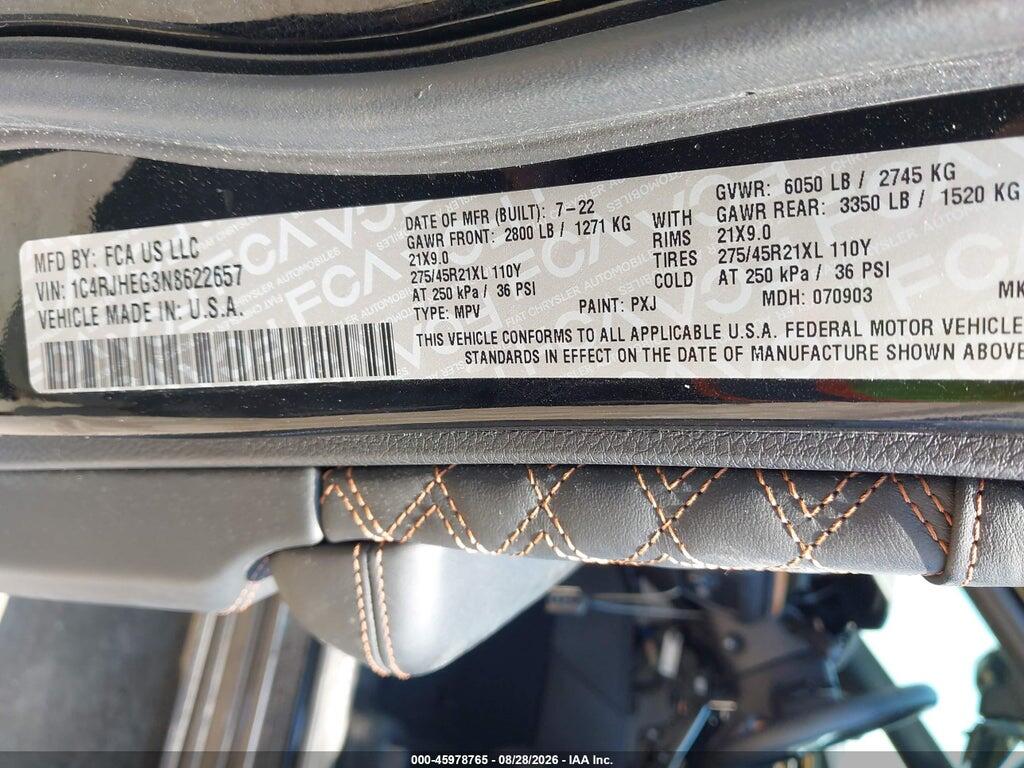 1C4RJHEG3N8622657 2022 JEEP GRAND CHEROKEE photo no. 9