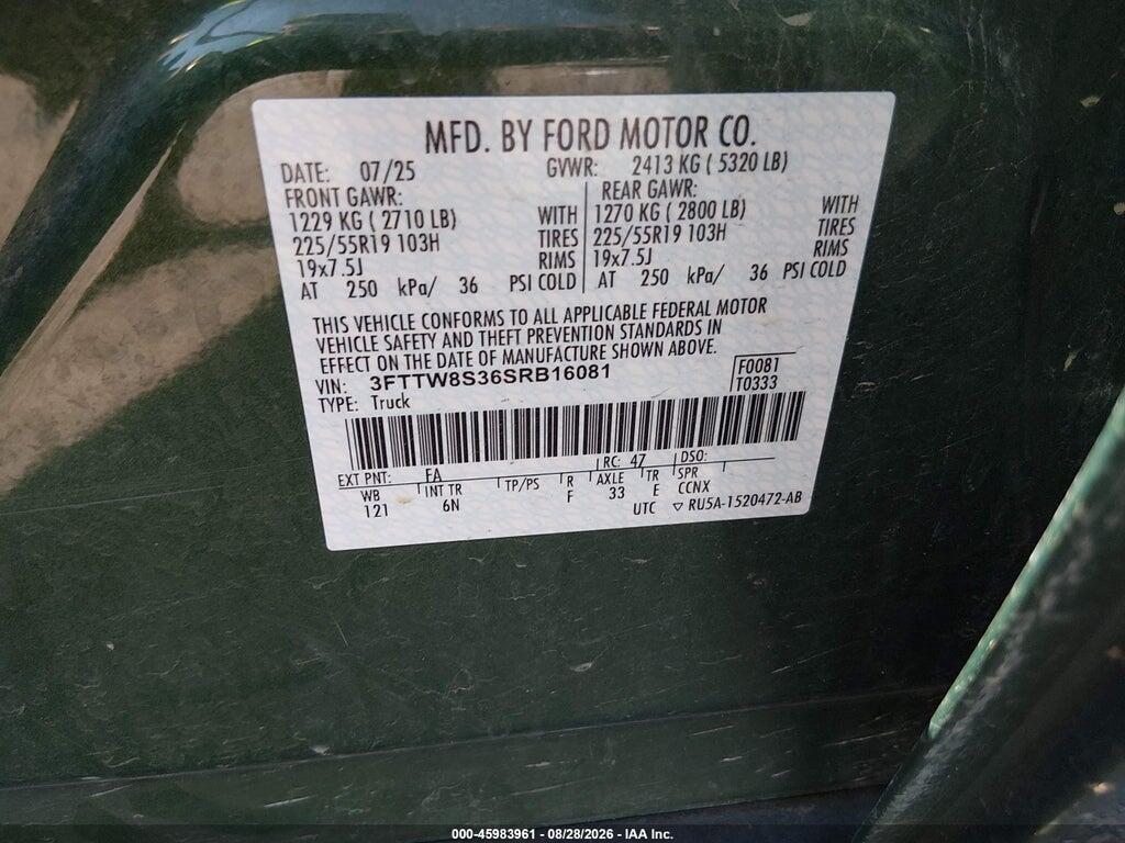 3FTTW8S36SRB16081 2025 FORD MAVERICK photo no. 9