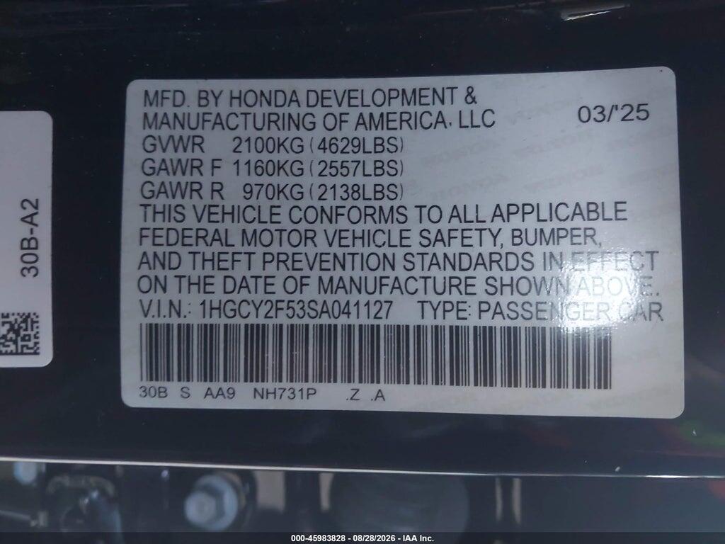 1HGCY2F53SA041127 2025 HONDA ACCORD HYBRID photo no. 9