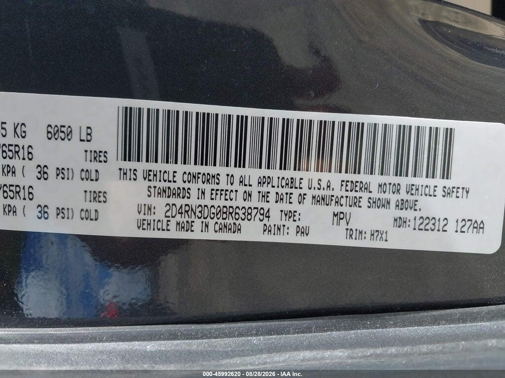 2D4RN3DG0BR638794 2011 DODGE GRAND CARAVAN photo no. 9