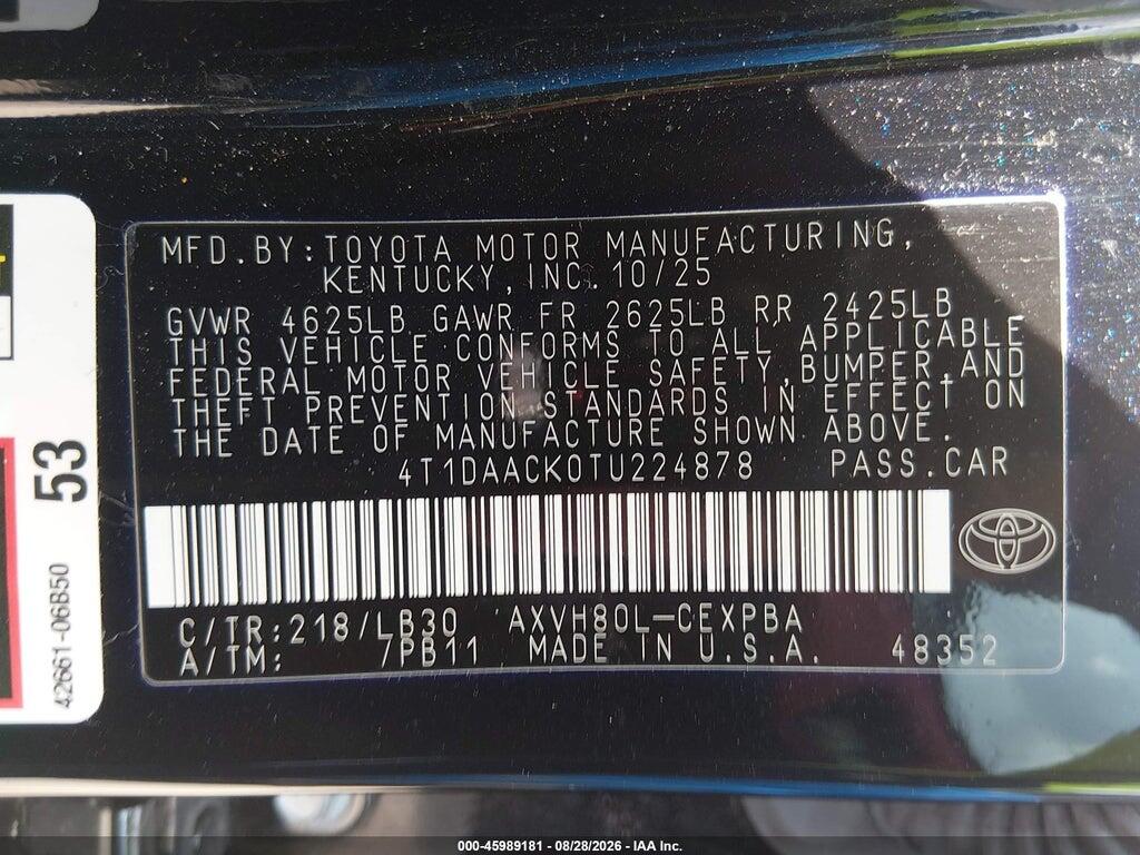 4T1DAACK0TU224878 2026 TOYOTA CAMRY photo no. 9