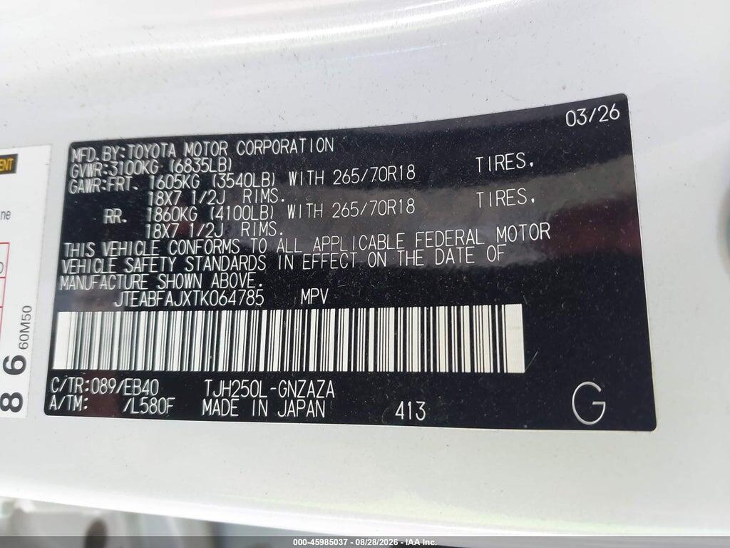 JTEABFAJXTK064785 2026 TOYOTA LAND CRUISER photo no. 9