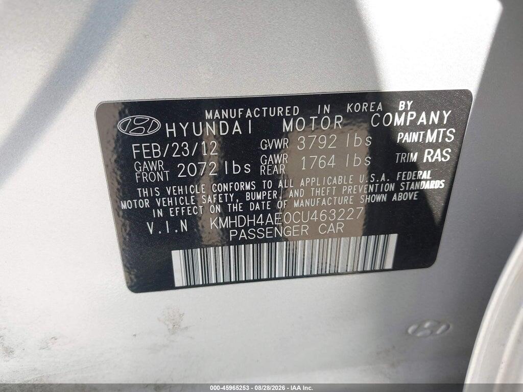 KMHDH4AE0CU463227 2012 HYUNDAI ELANTRA photo no. 9