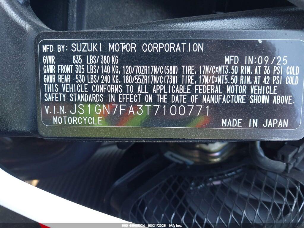 JS1GN7FA3T7100771 2026 SUZUKI GSX-R600 photo no. 10