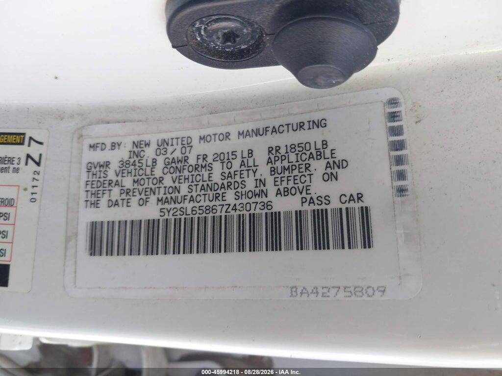 5Y2SL65867Z430736 2007 PONTIAC VIBE photo no. 9