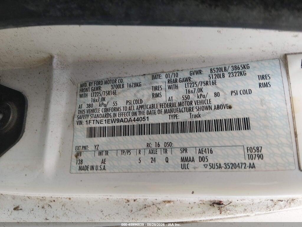 1FTNE1EW9ADA44051 2010 FORD E-150 photo no. 9