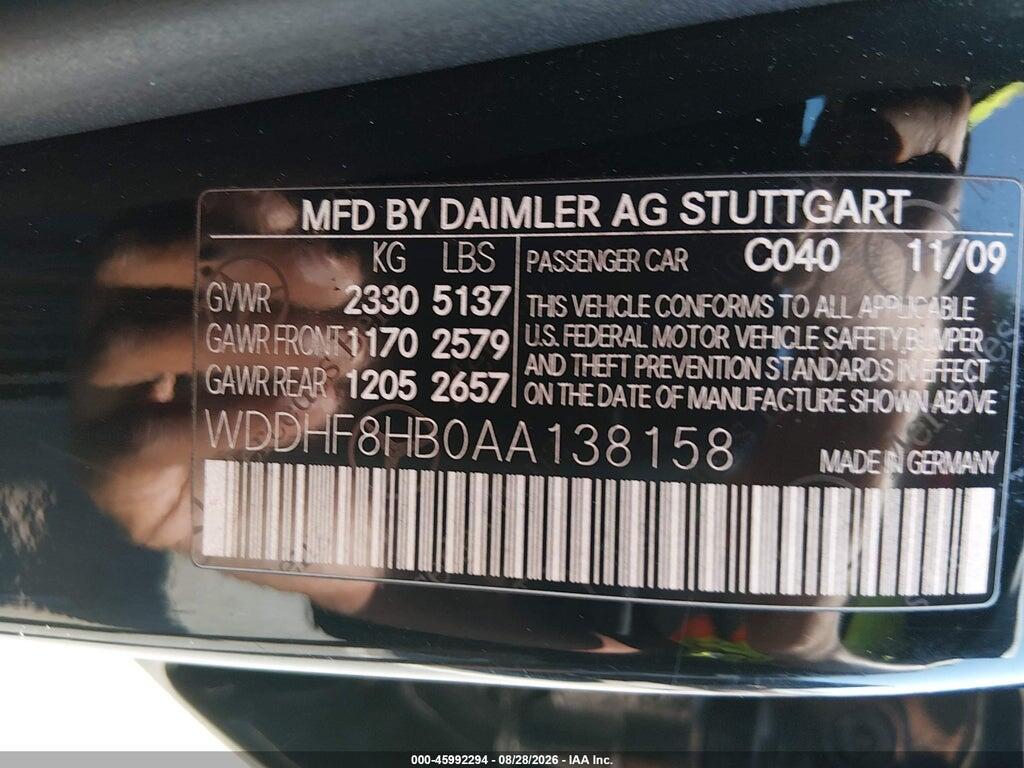 WDDHF8HB0AA138158 2010 MERCEDES-BENZ E 350 photo no. 9