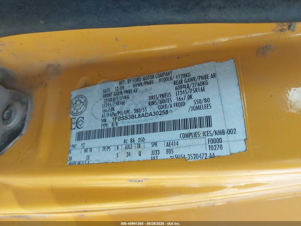 1FBSS3BL8ADA30258 2010 FORD E-350 SUPER DUTY photo no. 9
