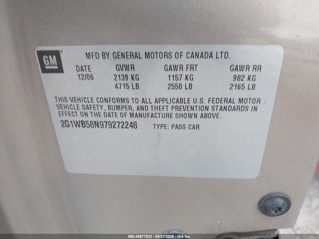 2G1WB58N979272248 2007 CHEVROLET IMPALA photo no. 9
