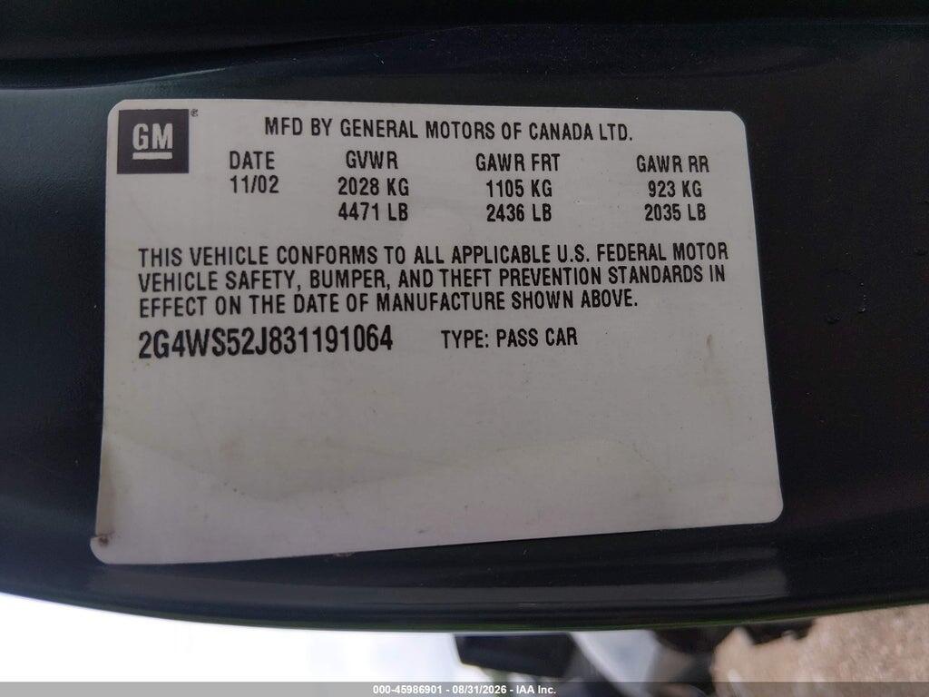 2G4WS52J831191064 2003 BUICK CENTURY photo no. 9