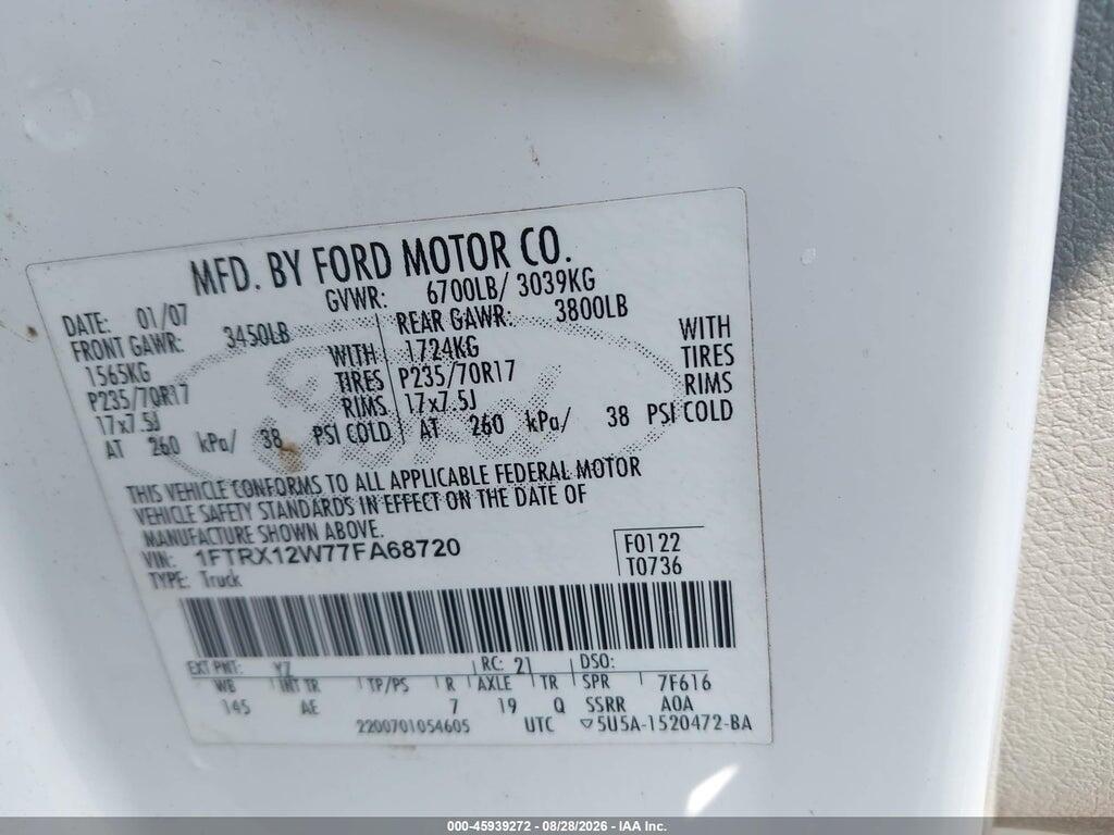 1FTRX12W77FA68720 2007 FORD F-150 photo no. 9