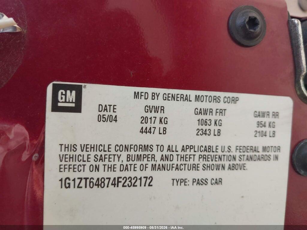1G1ZT64874F232172 2004 CHEVROLET MALIBU MAXX photo no. 9