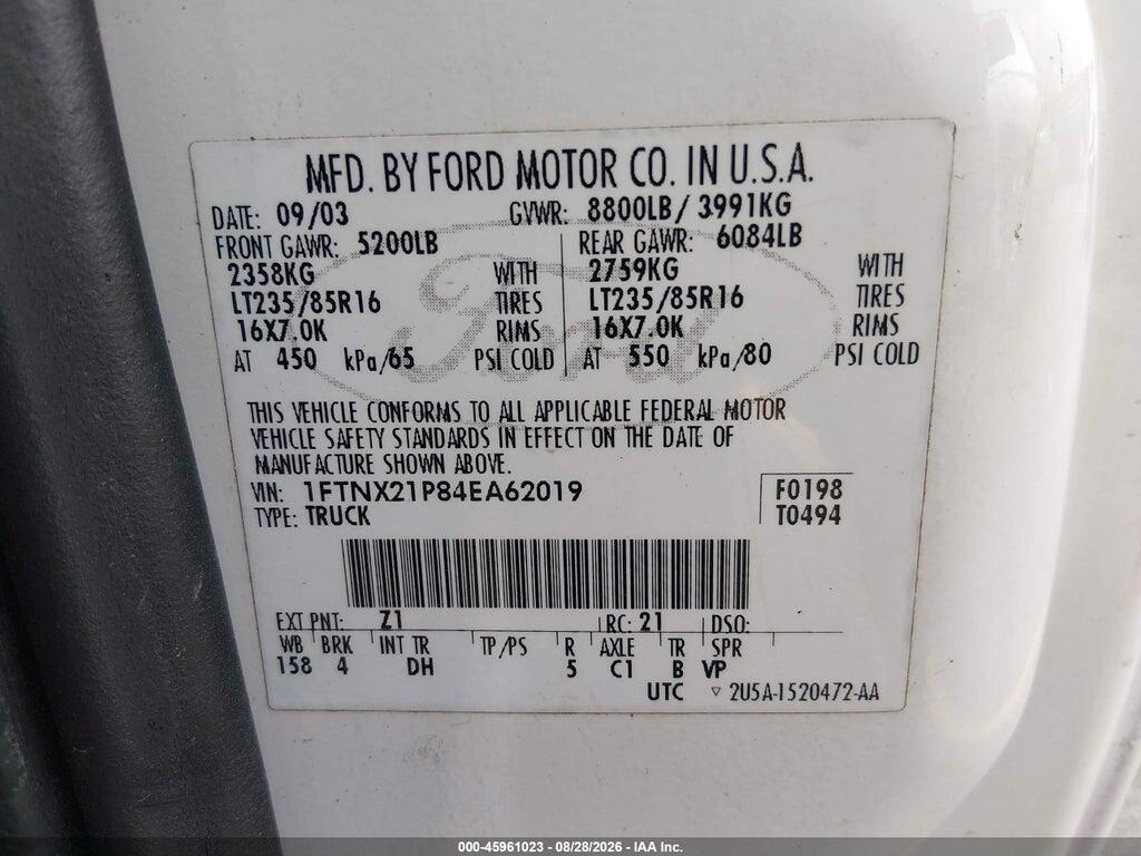1FTNX21P84EA62019 2004 FORD F-250 photo no. 9