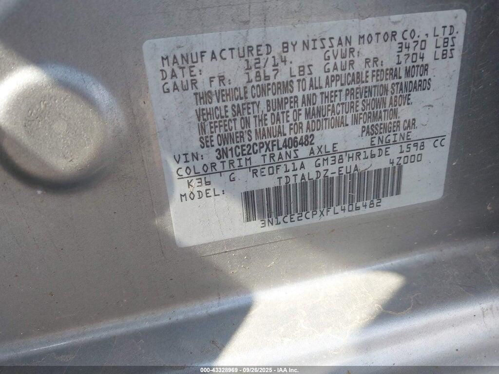 3N1CE2CPXFL406482 2015 NISSAN VERSA NOTE photo no. 9