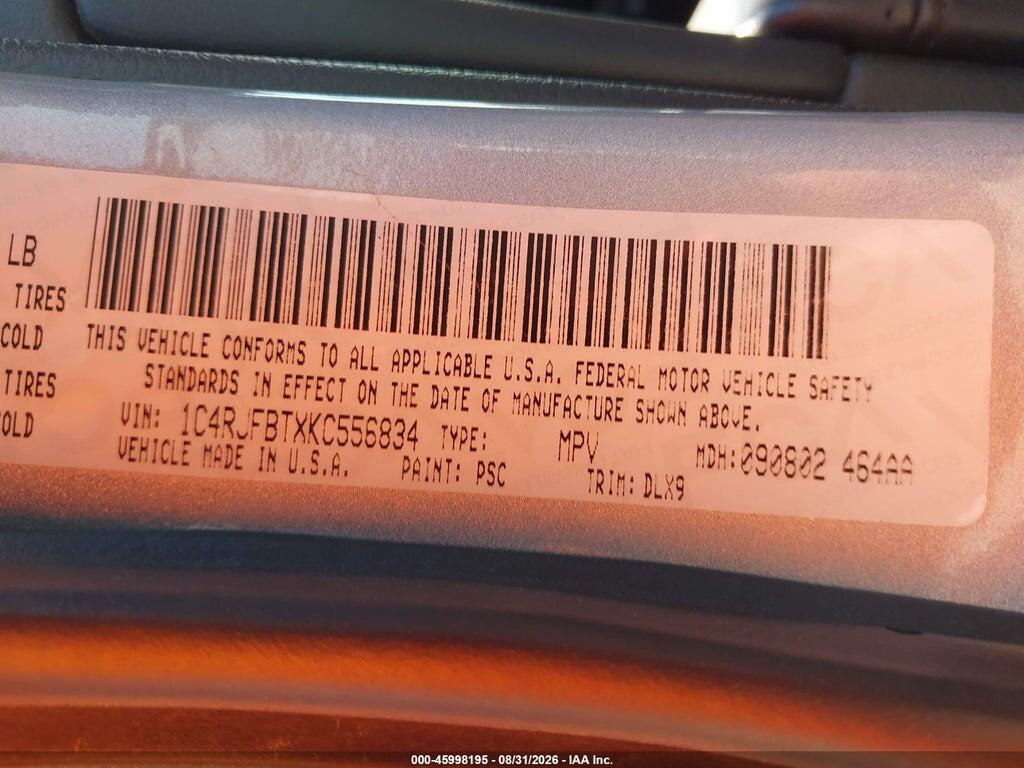 1C4RJFBTXKC556834 2019 JEEP GRAND CHEROKEE photo no. 9