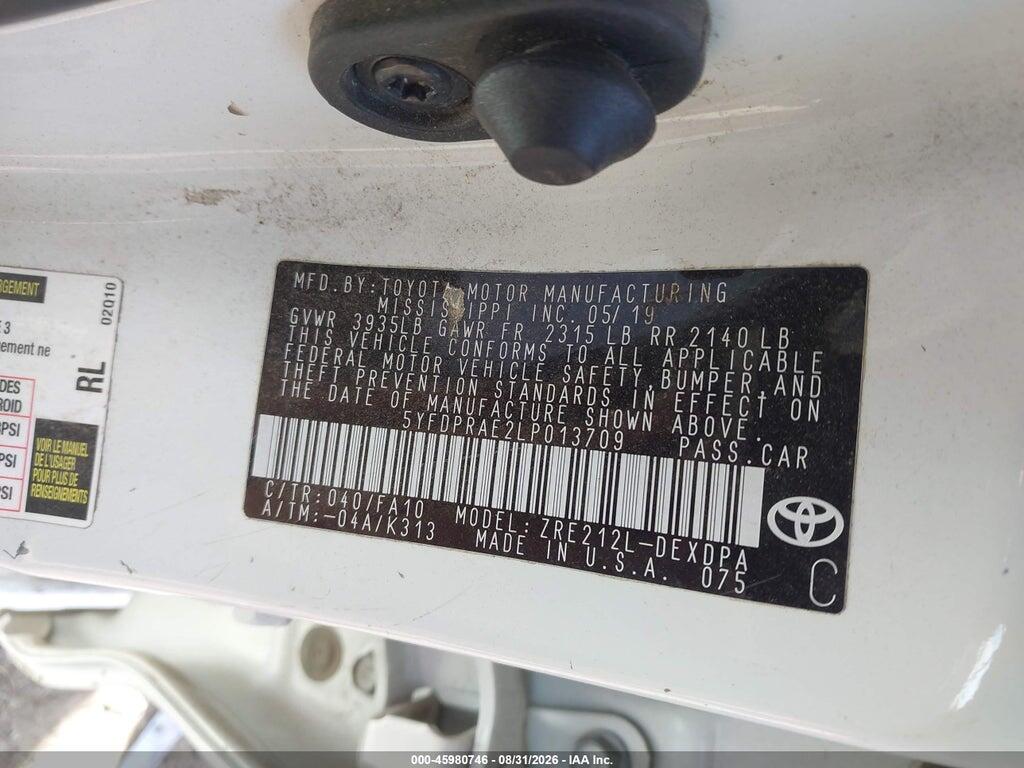 5YFDPRAE2LP013709 2020 TOYOTA COROLLA photo no. 9