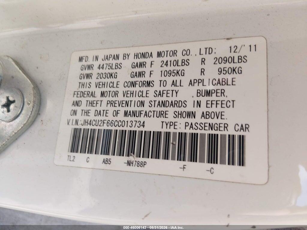 JH4CU2F66CC013734 2012 ACURA TSX photo no. 9