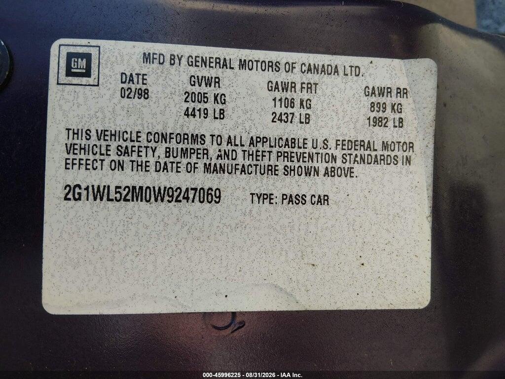 2G1WL52M0W9247069 1998 CHEVROLET LUMINA photo no. 9