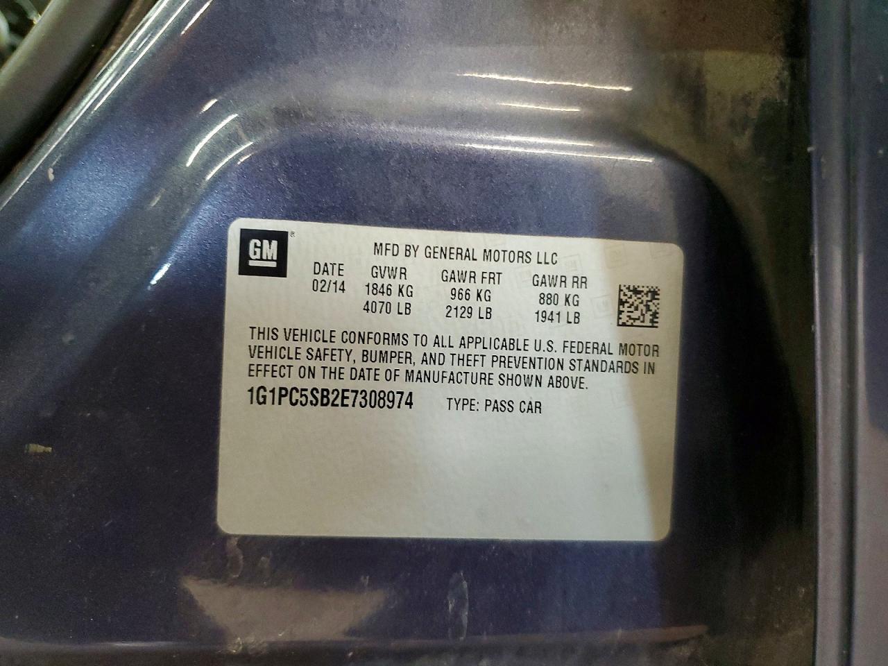 1G1PC5SB2E7308974 2014 CHEVROLET CRUZE photo no. 12