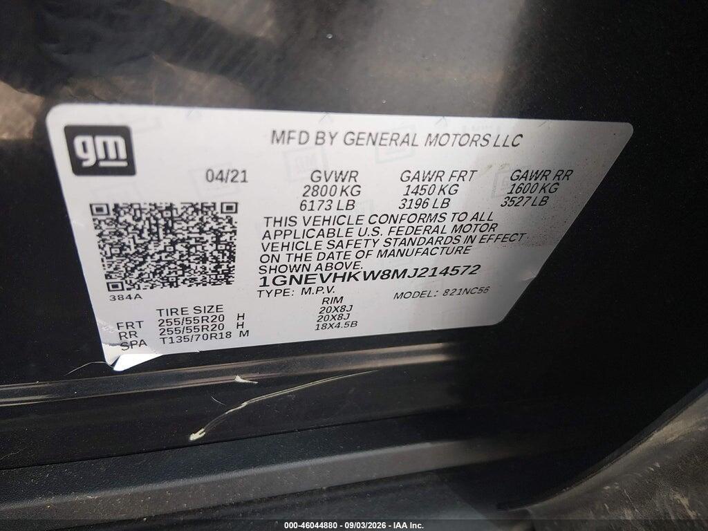 1GNEVHKW8MJ214572 2021 CHEVROLET TRAVERSE photo no. 9