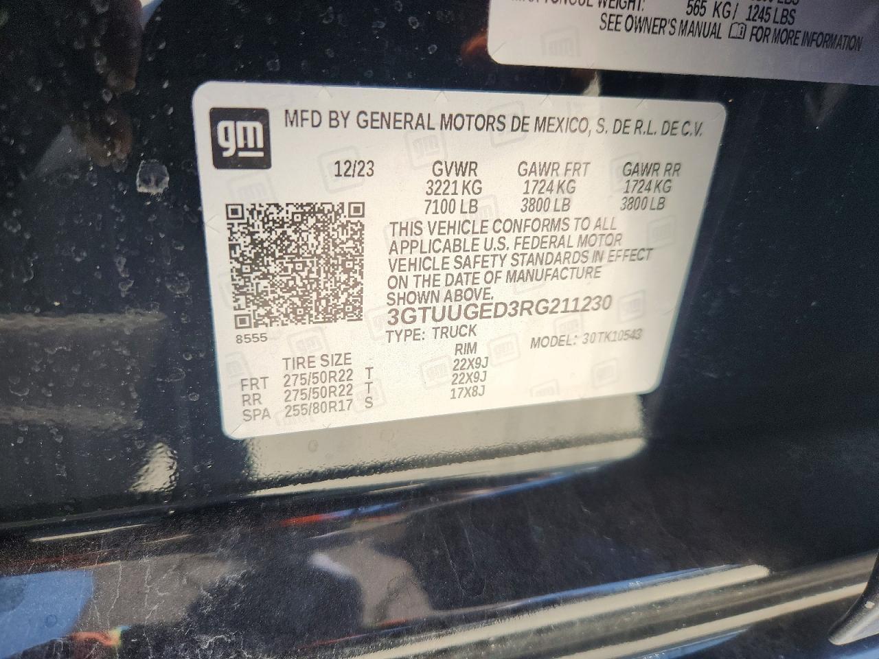 3GTUUGED3RG211230 2024 GMC SIERRA photo no. 12