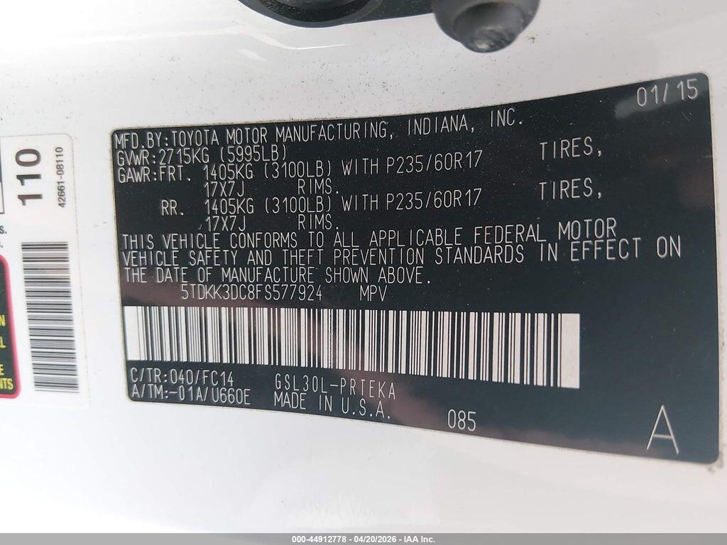5TDKK3DC8FS577924 2015 TOYOTA SIENNA photo no. 9