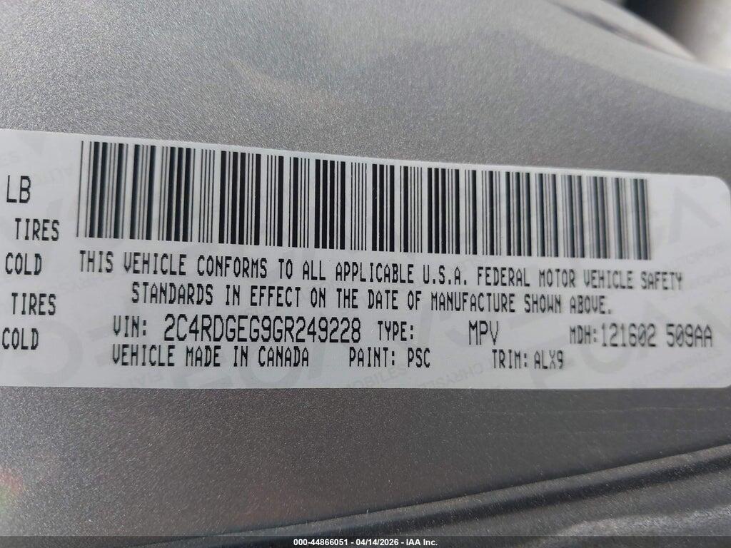 2C4RDGEG9GR249228 2016 DODGE GRAND CARAVAN photo no. 9
