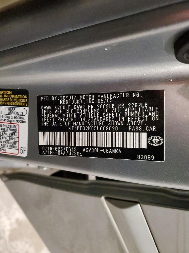 2005 TOYOTA CAMRY LE — Фото 12 из 12