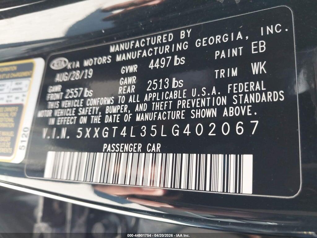 5XXGT4L35LG402067 2020 KIA OPTIMA photo no. 9